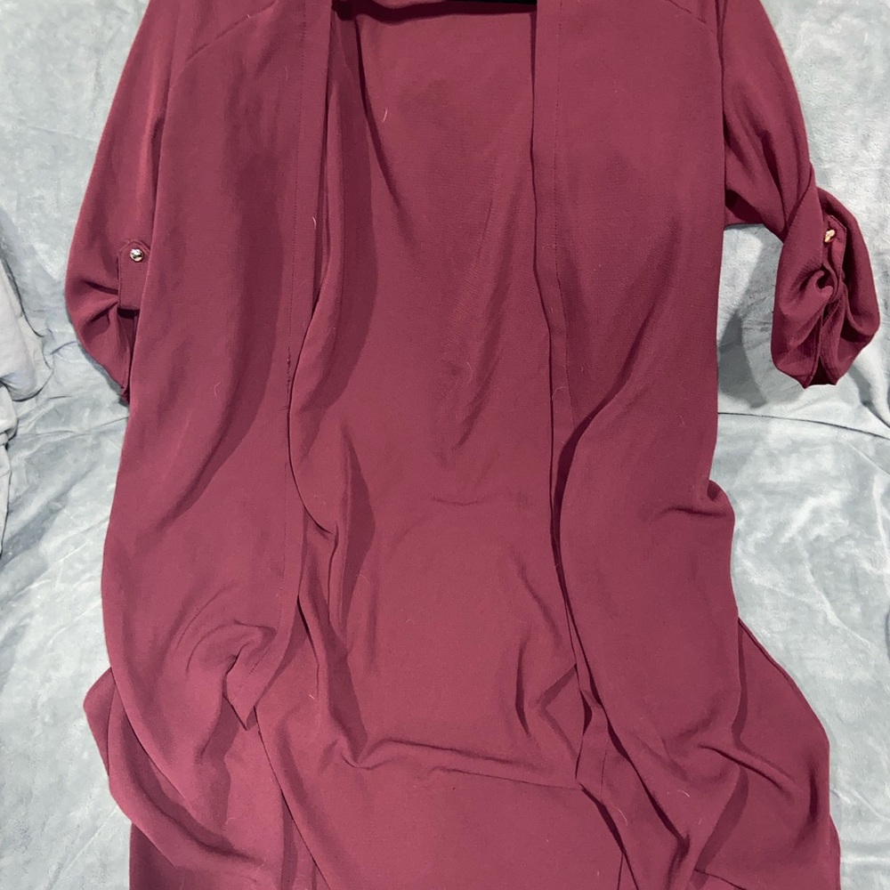 Elegant Burgundy Long Sleeve Cardigan